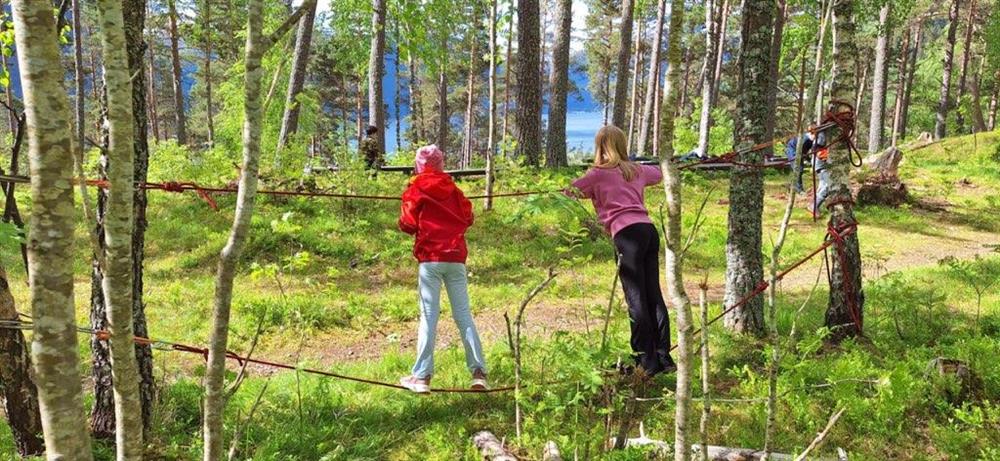 Ungar klatrar i taubane - Klikk for stort bilete
